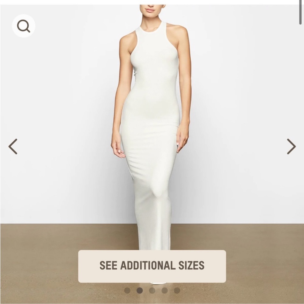 Skims Soft Lounge Shimmer Racerback Dress in Marble Foil White Small New Summer